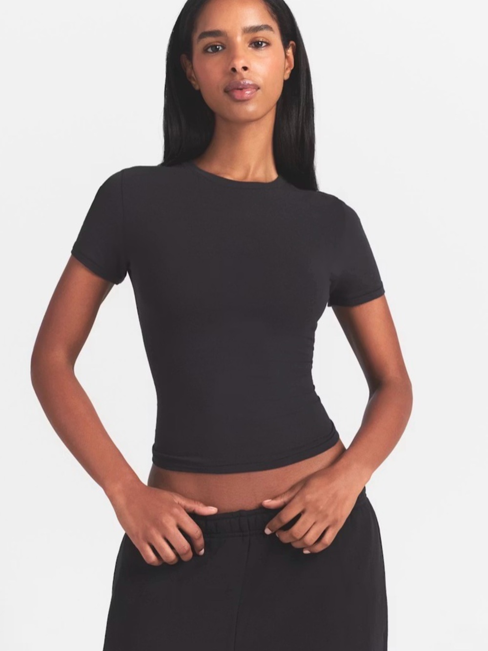 SKIMS Black Short Sleeve Crewneck Tee